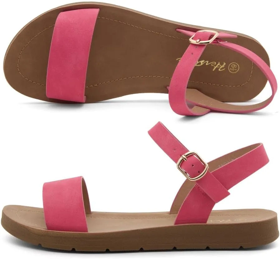 Herstyle Monday Womens Open Toes One Band Ankle Strap Flat Sandals