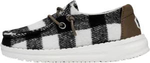 Hey Dude Wendy Toddler Buffalo Plaid White/Black Size 7 | Kids Shoes | Kids Slip-on Loafers | Comfortable & Light-Weight