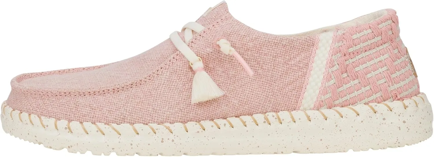 HEYDUDE Wendy Funk Coastal Jute Pink Size 10, Women’s Shoes, Women’s Slip-on Loafers, Comfortable & Light-Weight
