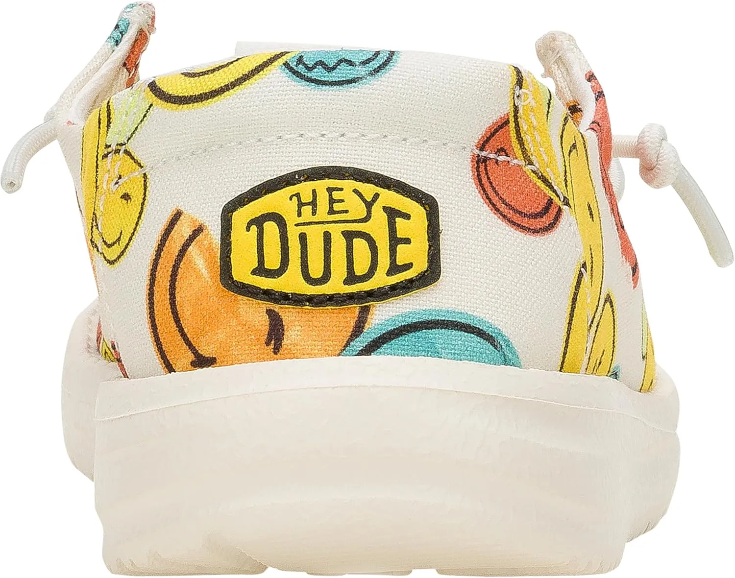 HEYDUDE Wendy Smiley Cream/Multi, Women’s Shoes, Women’s Slip-on Loafers, Comfortable & Light-Weight