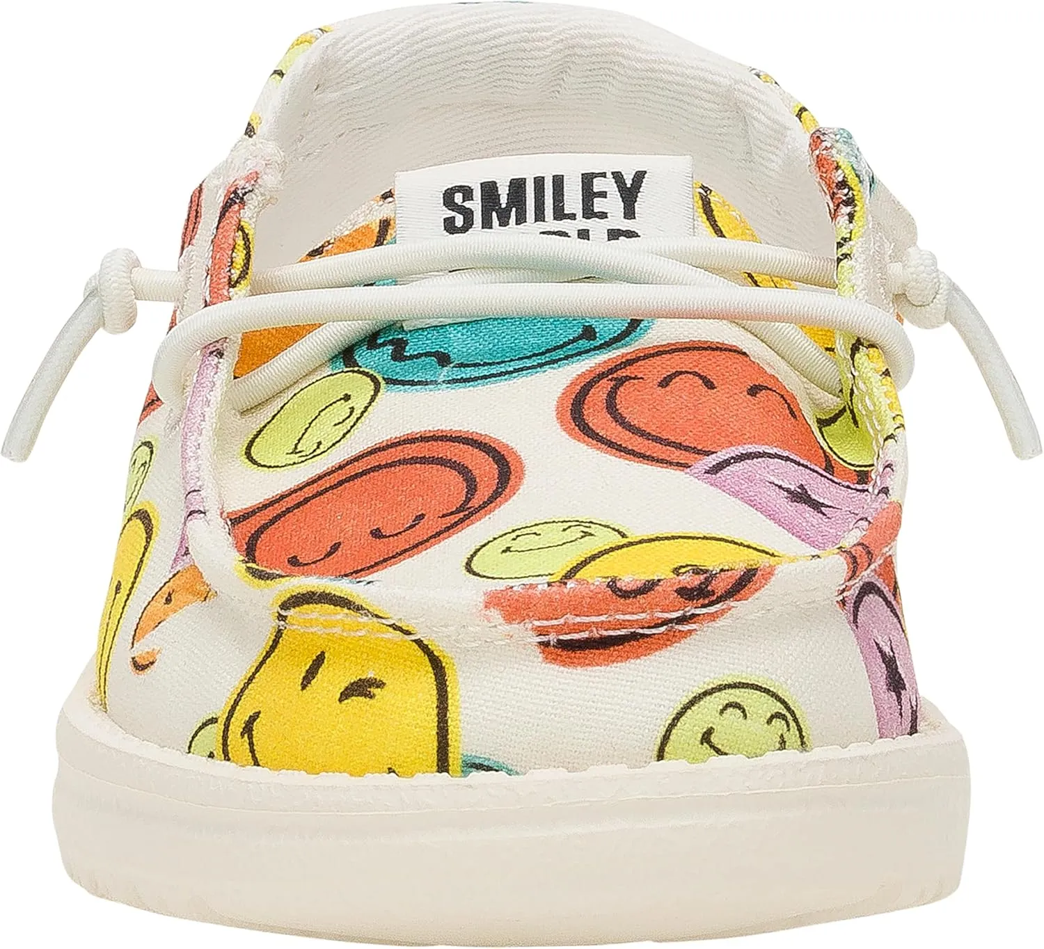 HEYDUDE Wendy Smiley Cream/Multi, Women’s Shoes, Women’s Slip-on Loafers, Comfortable & Light-Weight