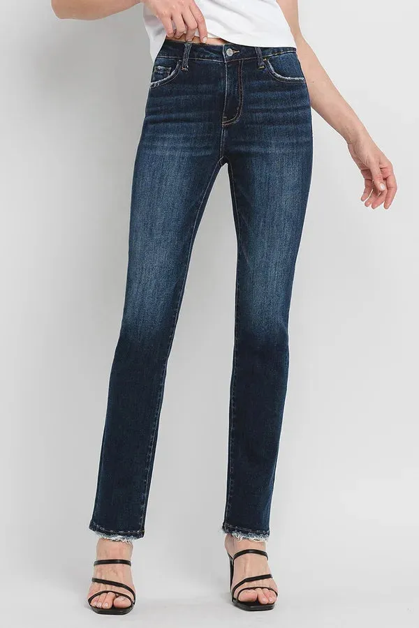 High Rise Long Slim Straight Jeans