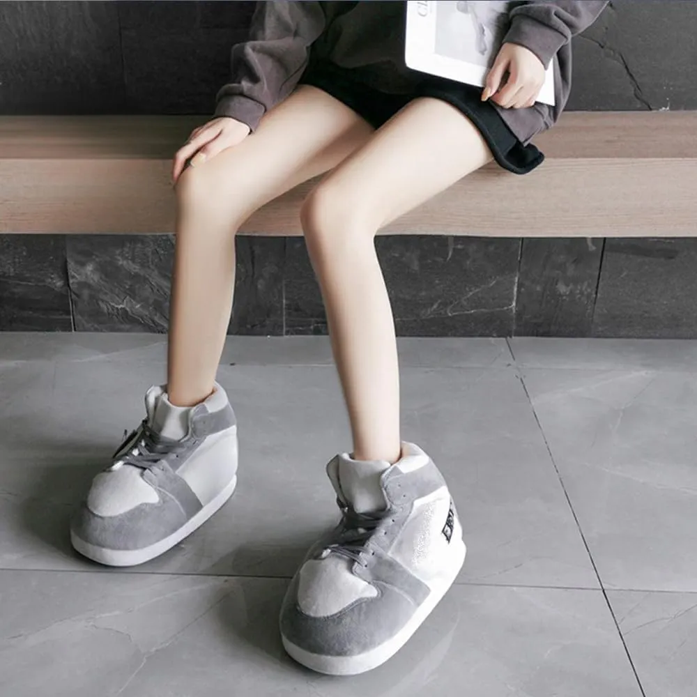 High Top Sneaker Slippers Unisex One-Size Ultra Comfy and Cozy House Fluffy Slippers for Men and Women