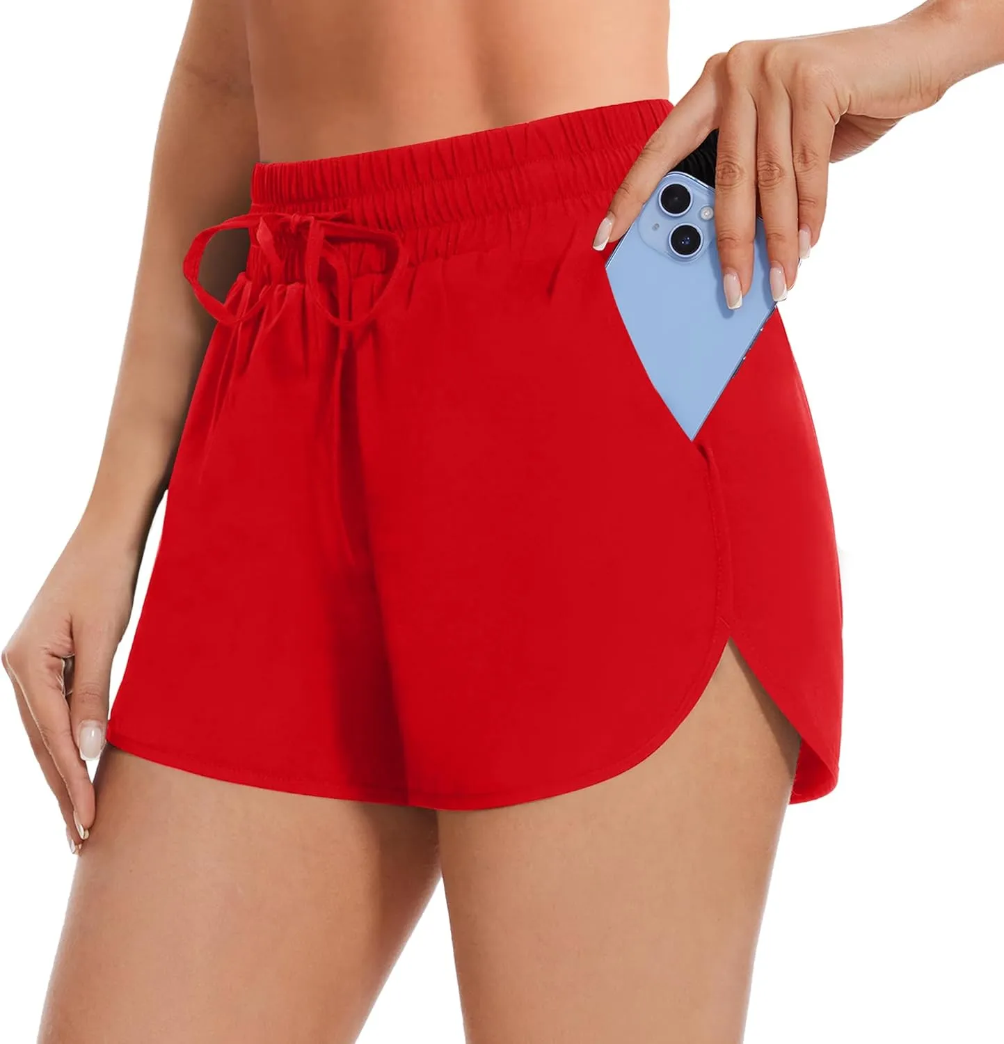 High Waisted Running Shorts for Women with Pockets, 2.5" Black Athletic Workout Gym Yoga Spandex Dolphin Shorts