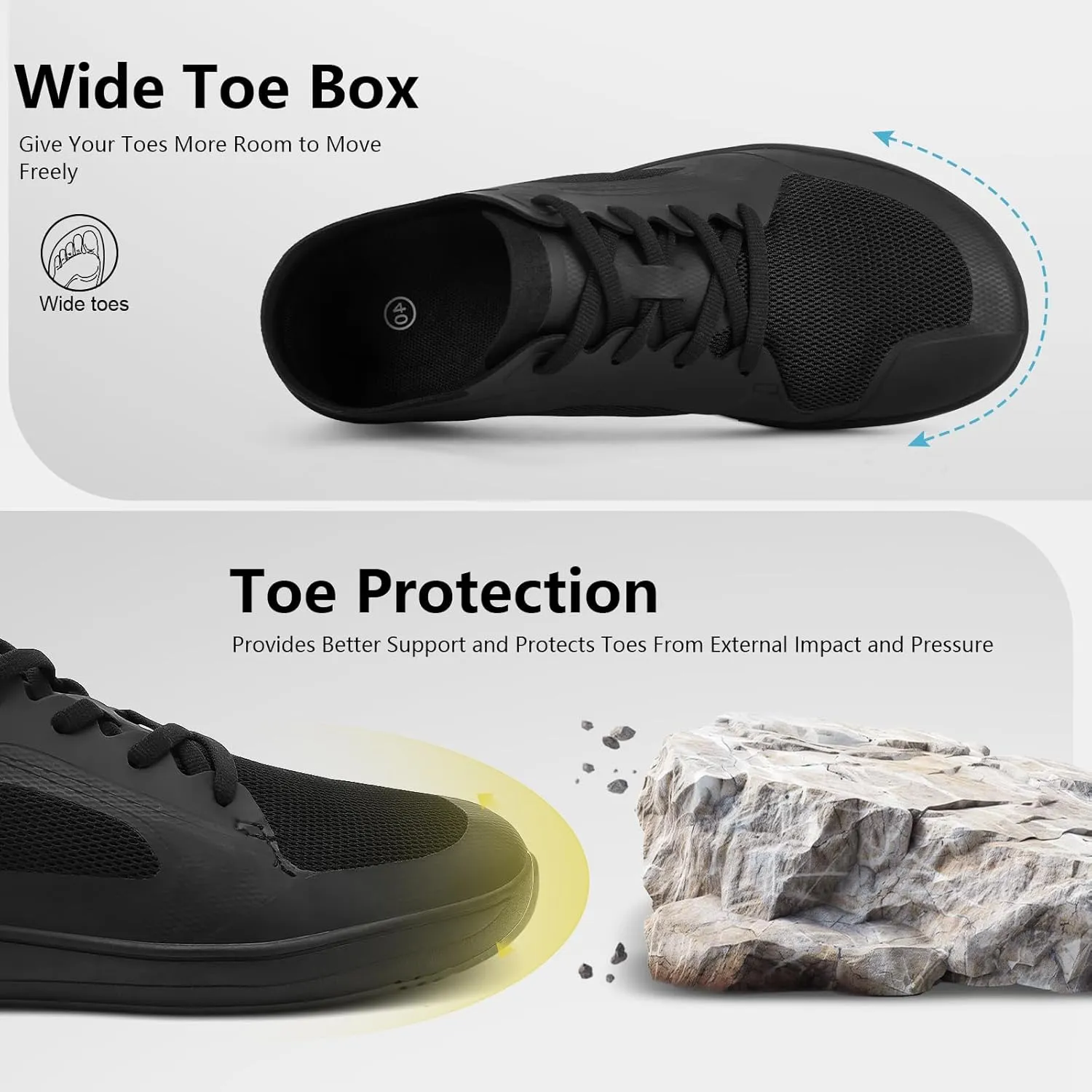 Hike Men's Barefoot Shoes Wide Toe Box Footwear, Minimalist Walking with Arch Support Zero Drop Sole for Sneakers Walking grounding Trail Running