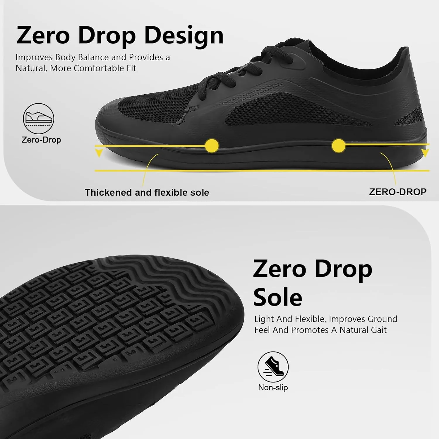 Hike Men's Barefoot Shoes Wide Toe Box Footwear, Minimalist Walking with Arch Support Zero Drop Sole for Sneakers Walking grounding Trail Running