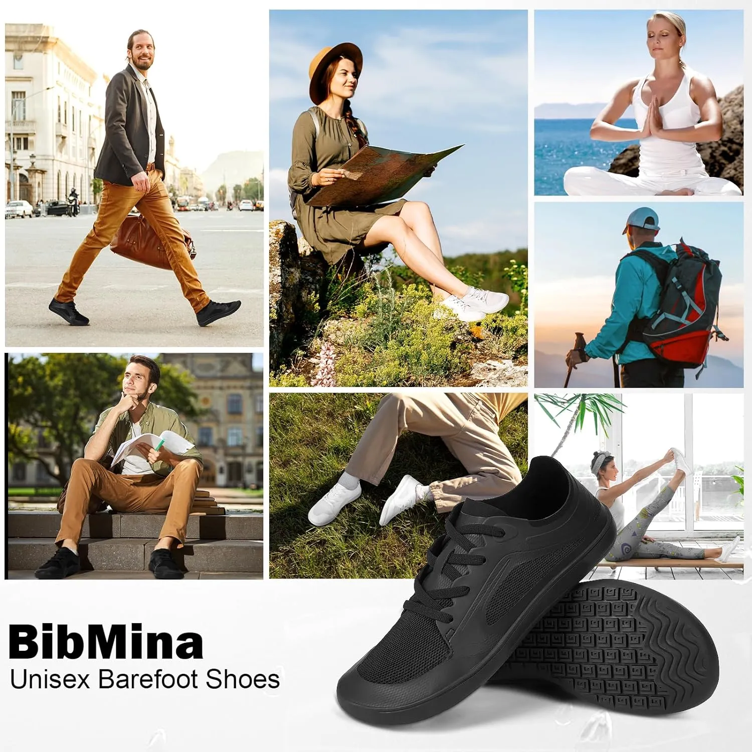Hike Men's Barefoot Shoes Wide Toe Box Footwear, Minimalist Walking with Arch Support Zero Drop Sole for Sneakers Walking grounding Trail Running