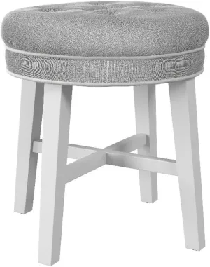 Hillsdale Sophia Tufted Backless Wood Vanity Stool White with Gray Fabric