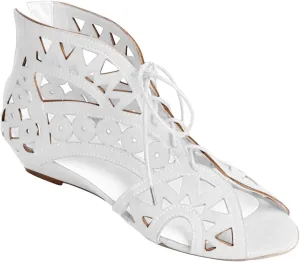 Hollow Sandals for Women Wedge Summer Casual Cross Straps Lace Up Fish Mouth Open Toe Back Zipper Flat Sandals Lightweight Comfy Outdoor Shoes
