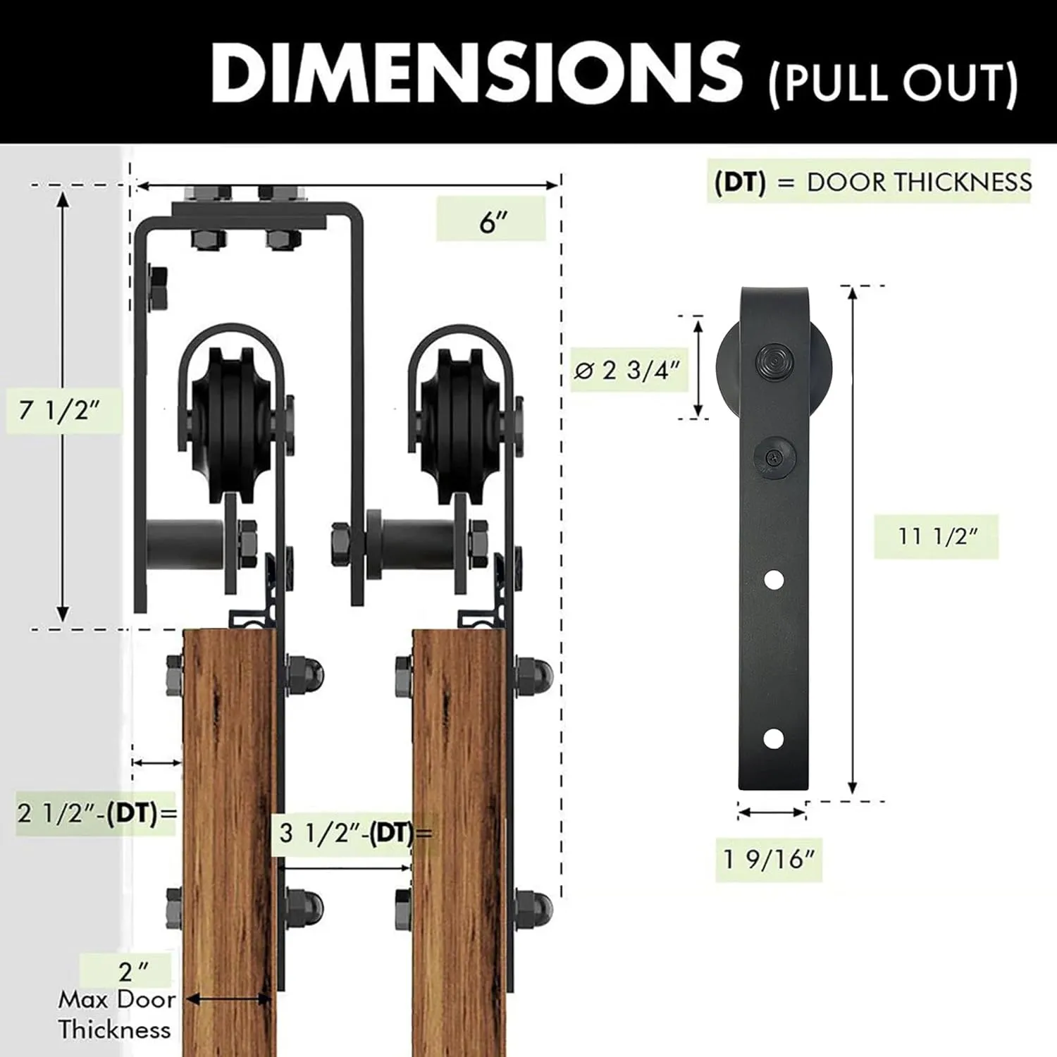 Homacer Black Rustic Double Track U-Shape Bypass Sliding Barn Door Hardware Kit, for Four Doors, 12ft Long Flat Track, Classic Design Roller （Doors Not Included）