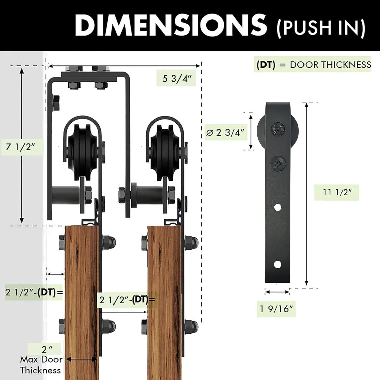 Homacer Black Rustic Double Track U-Shape Bypass Sliding Barn Door Hardware Kit, for Three Doors, 12ft Long Flat Track, Classic Design Roller （Doors Not Included）