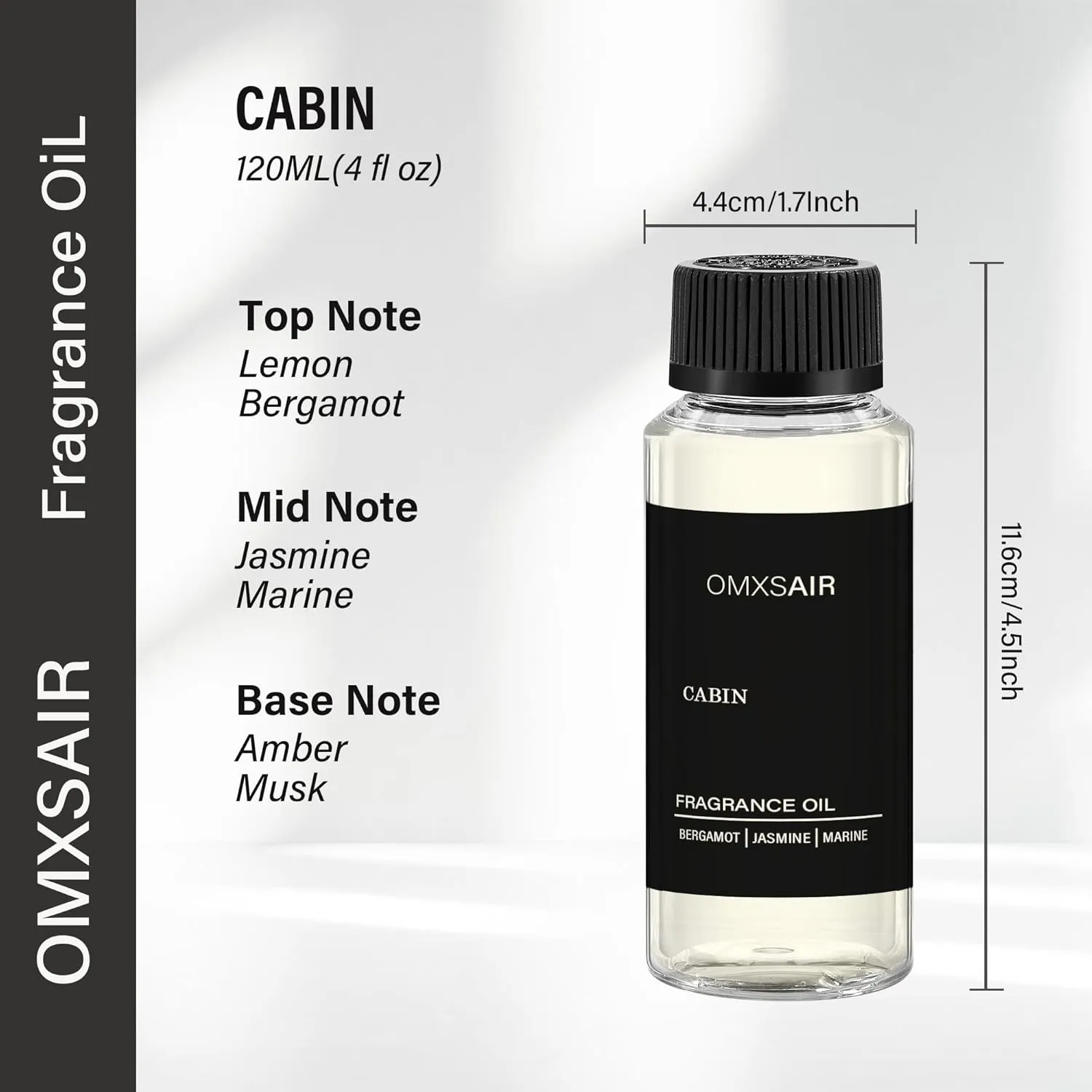 Hotel Diffuser Oil Cabin Inspired by Ritz Carlton 4.1 Fl Oz 120ml - Hotel Fragrance Diffuser Oil & Home Luxury Scents - Jasmine,Bergamot & Fresh Marine Essential Oils Blend for Aromatherapy Diffuser
