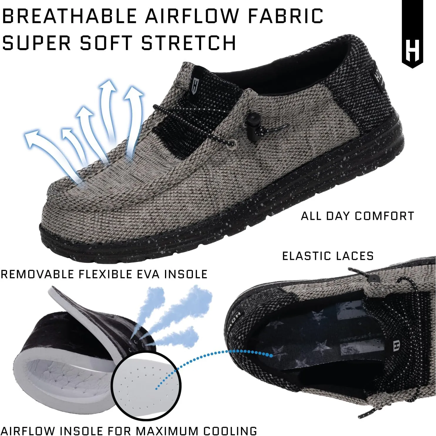 Howitzer Men's Slip-On Shoes We The People Patriot Sneakers with Camo Print Footwear