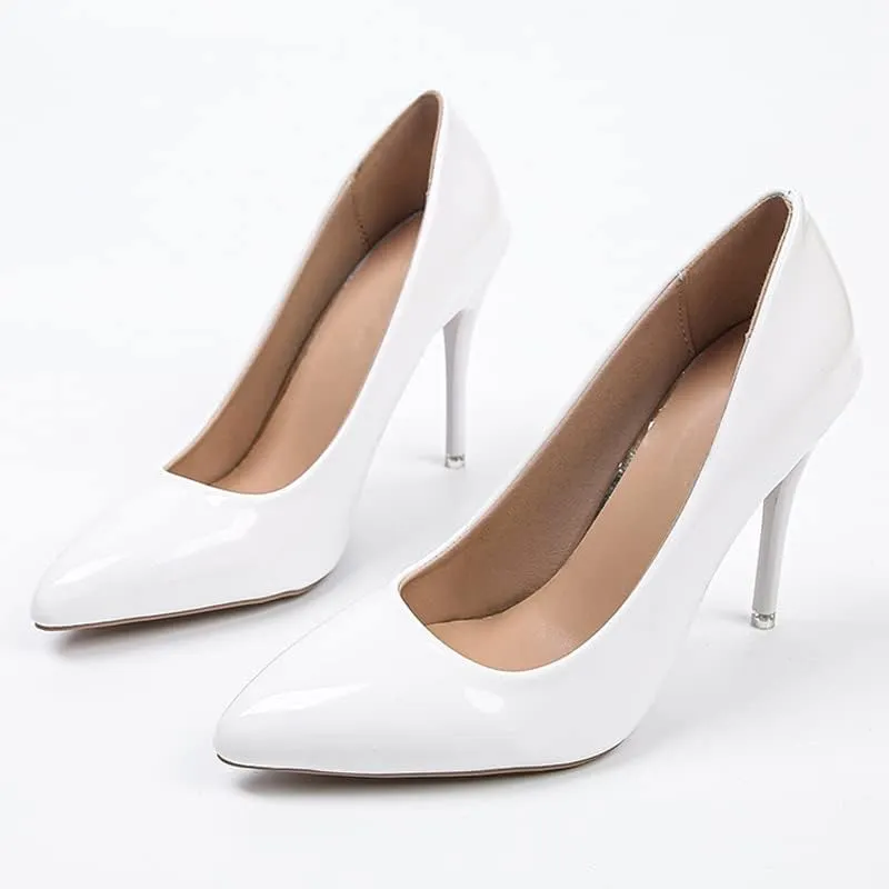 HuangTaiJi Qing Women's Fashion Stiletto Heels Shoes Simple Sexy Closed Toe High Heeled Slip-on Dress Pumps for Work