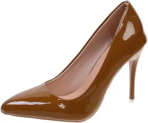 HuangTaiJi Qing Women's Fashion Stiletto Heels Shoes Simple Sexy Closed Toe High Heeled Slip-on Dress Pumps for Work