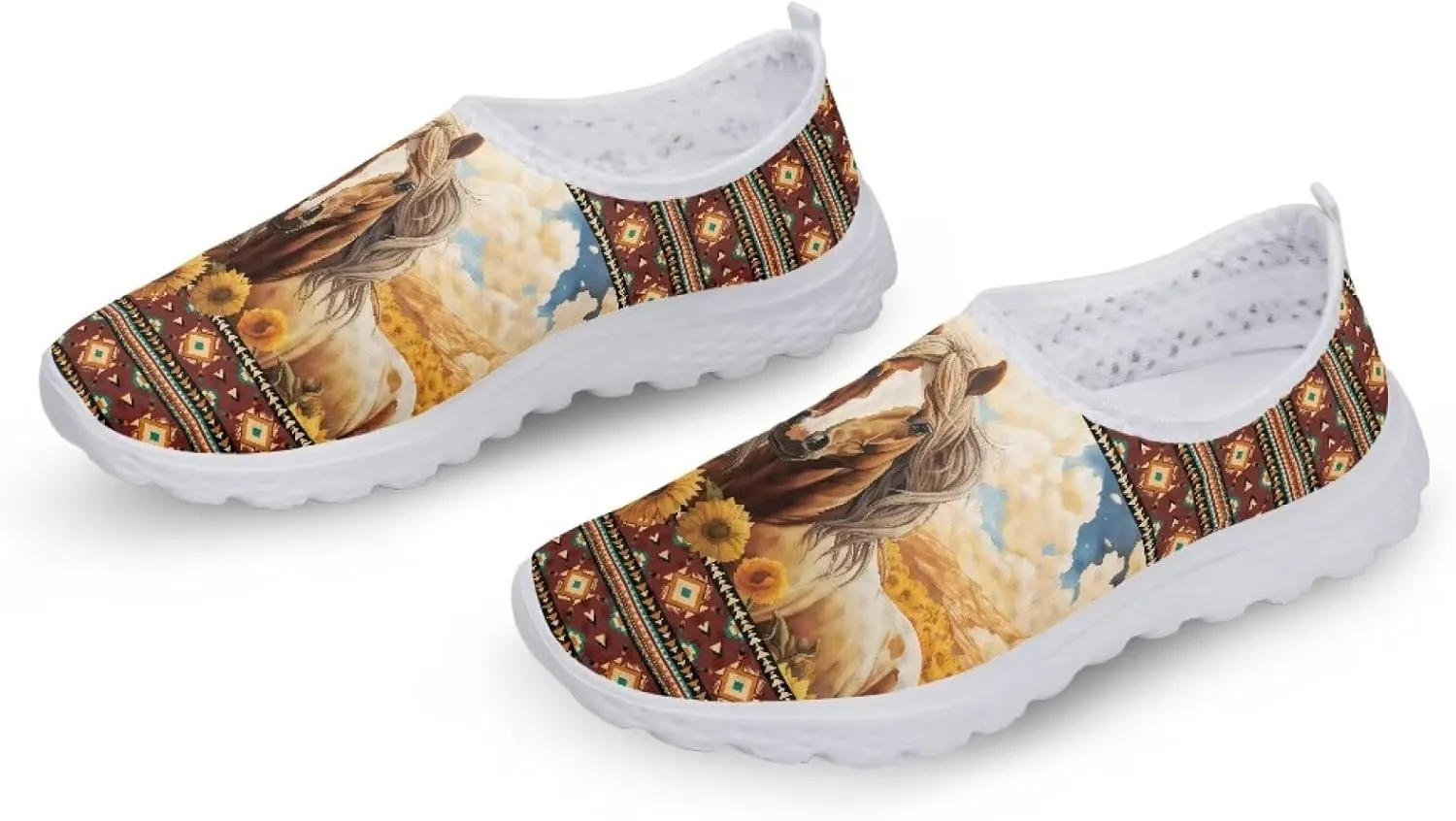 HUGS IDEA Women's Floral Mesh Slip on Shoes