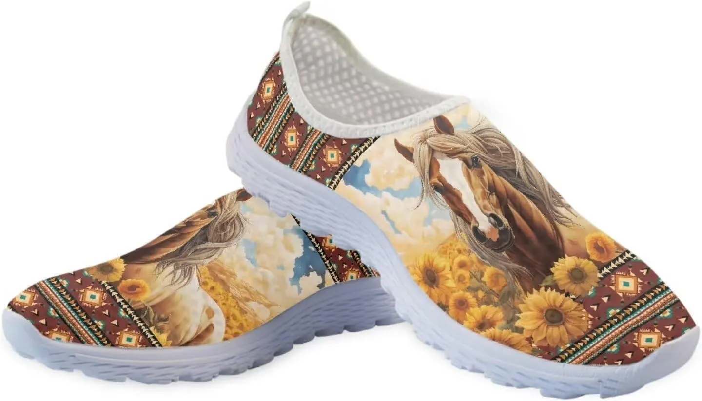 HUGS IDEA Women's Floral Mesh Slip on Shoes