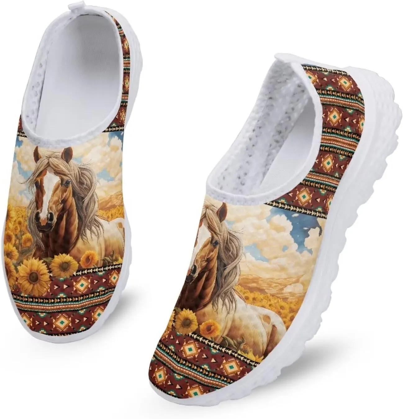 HUGS IDEA Women's Floral Mesh Slip on Shoes
