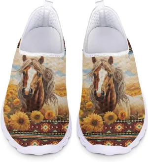 HUGS IDEA Women's Floral Mesh Slip on Shoes