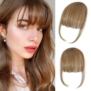 Human Hair Wispy Bangs - Light Brown, Wavy, Clip On Hair Bangs - Hair Accessory
