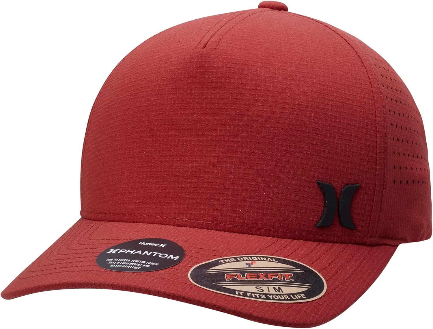 Hurley Men''s Baseball Cap - Phantom Advance Stretch Fitted Hat, UPF 50, Size Small-Medium, Burgundy