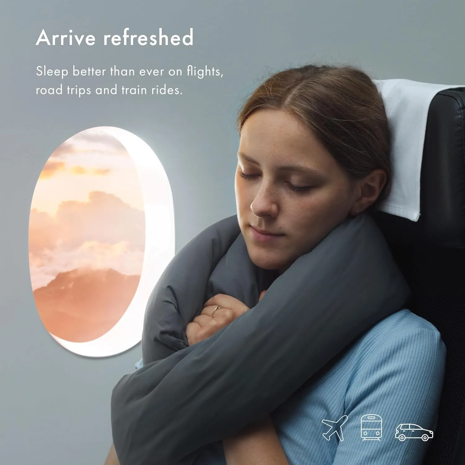 Huzi Infinity Pillow - Travel Neck Pillow - Versatile Soft 360 Support Scarf - Machine Washable - Home Travel Flight Road Trips Airplane Sleeping (Airy Blue)