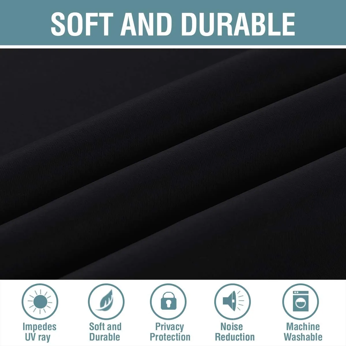 H.VERSAILTEX 100% Blackout Curtains for Bedroom Thermal Insulated Light Blocking Curtain Grommet Window Treatment Panel for Living Room/Patio Door, Solid in Jet Black (One Panel), 52" W x 84" L