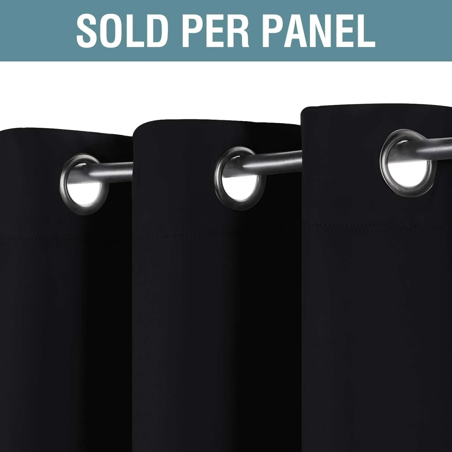 H.VERSAILTEX 100% Blackout Curtains for Bedroom Thermal Insulated Light Blocking Curtain Grommet Window Treatment Panel for Living Room/Patio Door, Solid in Jet Black (One Panel), 52" W x 84" L