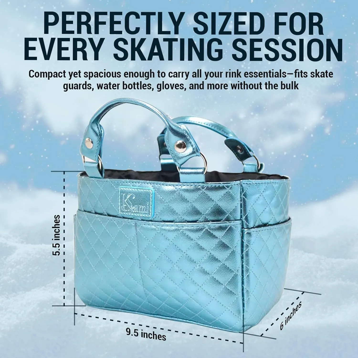 Ice Skate Bag Tote | Skate Bag Organizer with Multi-purpose Pockets | Ideal for Water Bottle, Gloves & Accessories