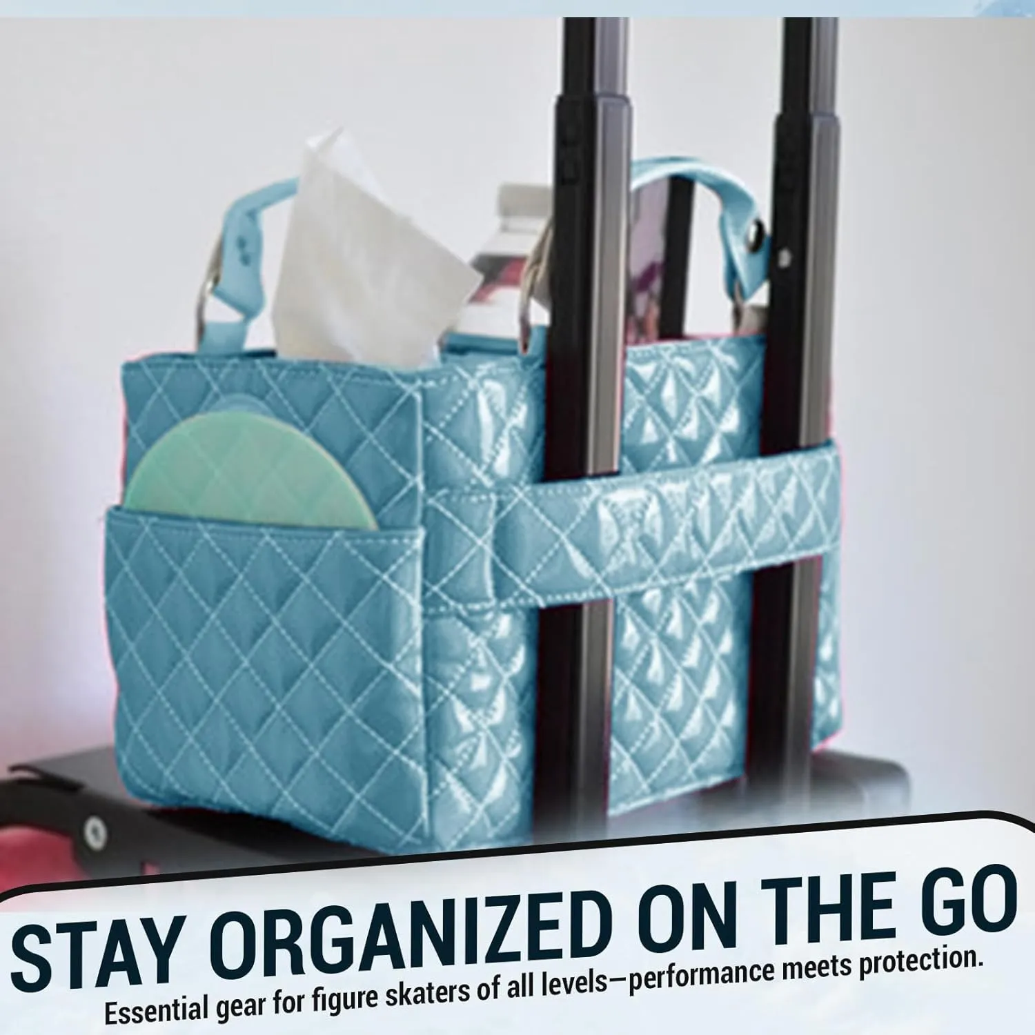 Ice Skate Bag Tote | Skate Bag Organizer with Multi-purpose Pockets | Ideal for Water Bottle, Gloves & Accessories