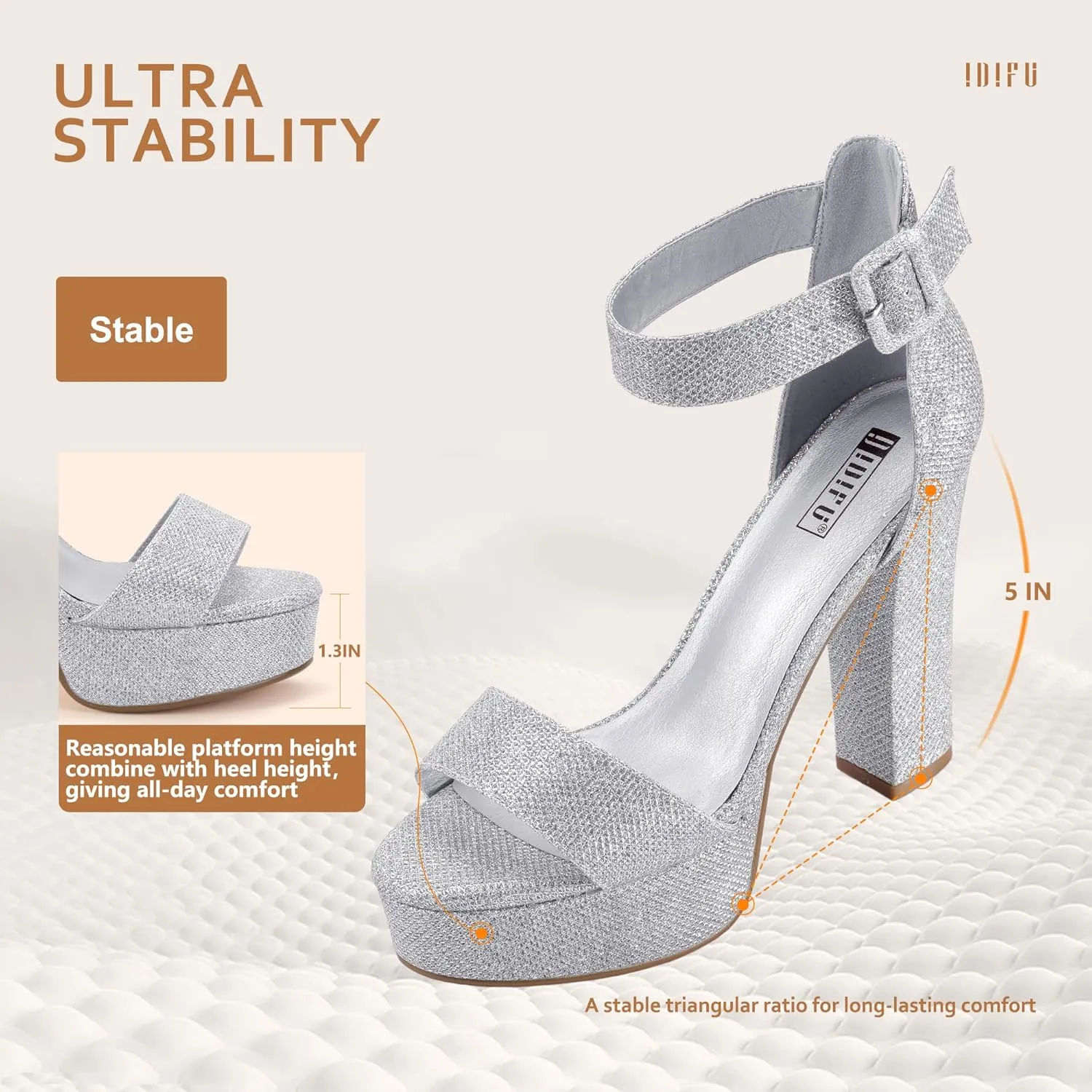 IDIFU Women's Ankle-Strap Heeled Sandal