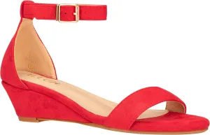 ILLUDE Women's Open Toe Ankle Strap Low Wedge Sandal Comfortable Platform Heeled Sandals