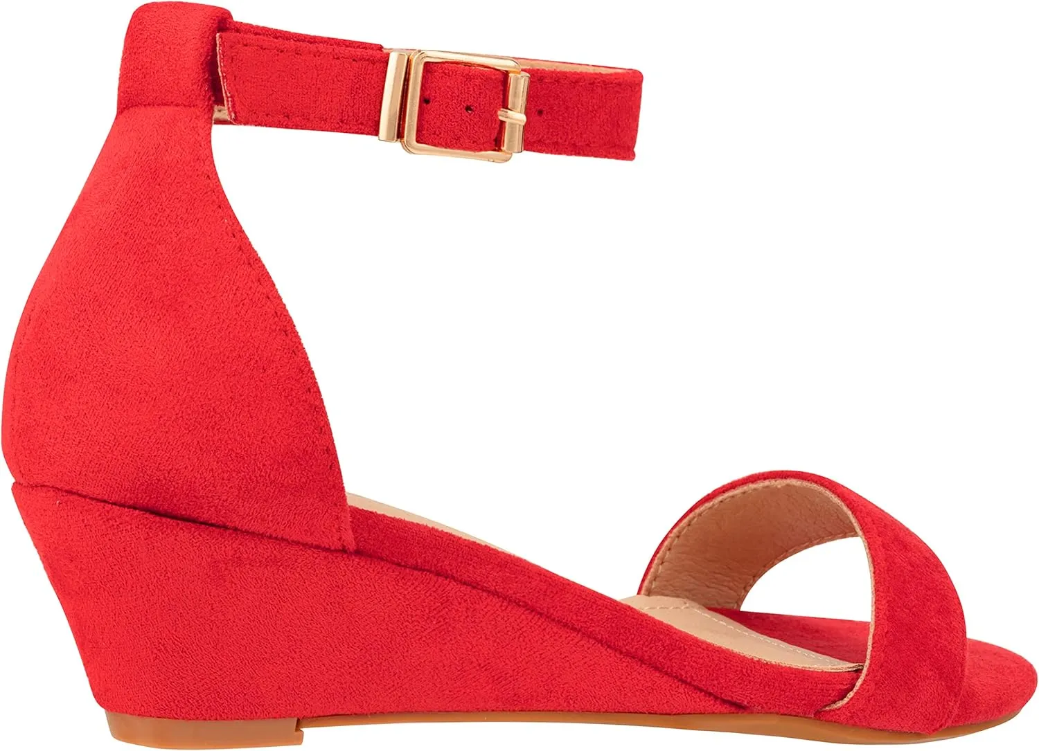 ILLUDE Women's Open Toe Ankle Strap Low Wedge Sandal Comfortable Platform Heeled Sandals