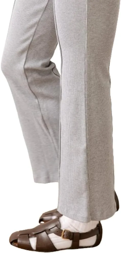 IMISSILLEB Women Ribbed Knit Flare Pants Solid Color Low Rise Stretch Seamless Bootcut Bell Bottoms Yoga Lounge Ankle Pants
