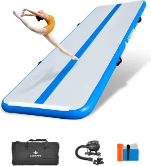 Inflatable Gymnastics Mat, 10ft Thickness Gymnastics Tracks for Home/Gym/Beach/Park/Water/Dail/Use/Tumble/Training/Cheerleading with Air Pump