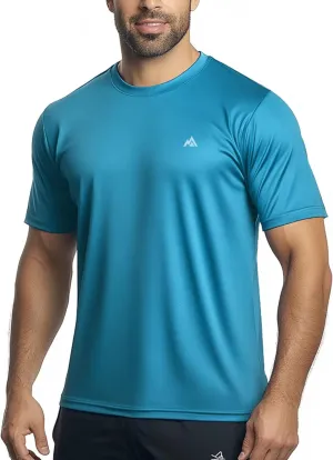 Instant Cooling Quick Dry Workout Shirt for Men Coolmax Moisture Wicking Performance Crew Neck Running Comfort