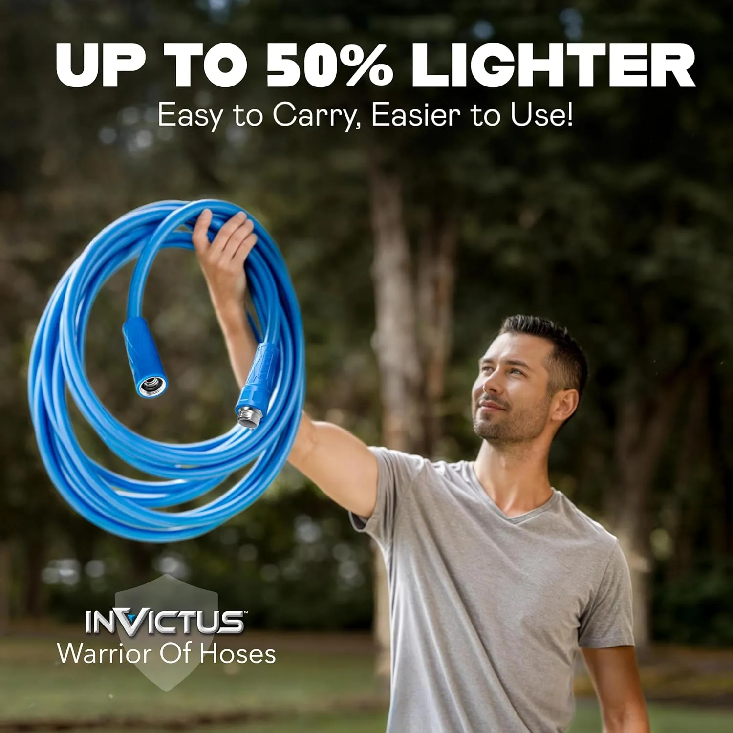INVICTUS 100 Ft Garden Hose with Nozzle, Heavy Duty Drinking RV Water Hose 100 Ft, Flexible, Lightweight, NON Expandable 2-Layer Strength, Non Kink, 3/4" Easy Connect Fittings, 400 PSI
