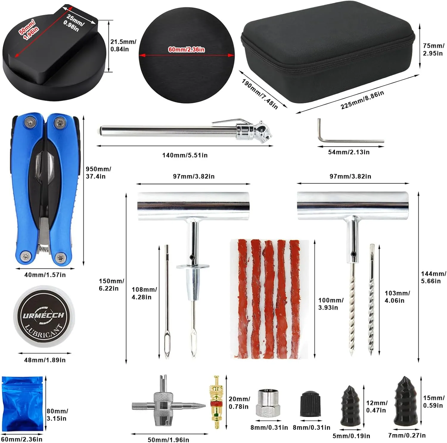Jack Pads for BMW and Mini with Tire Repair Tools Kit, Floor Jack Adapter Pucks with Flat Tyre Emergency Tools Bag