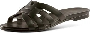 JATAREA Slip-On Flat Leather Slides for Women | Two Strap Open Toe Beach Sandals - BOJRA & ABANTI