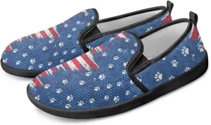 Jeiento American Flag Shoes Women's Slip-On Loafers Mesh Breathable Non Slip Lady Road Running Shoes Workout Sneakers