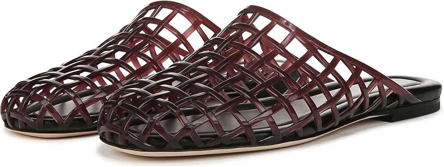 Jelly Shoes for Women Clear Jelly Mesh Slides Sandals Comfortable Closed Round Toe Flat Sandals Slip On Summer Beach Slippers