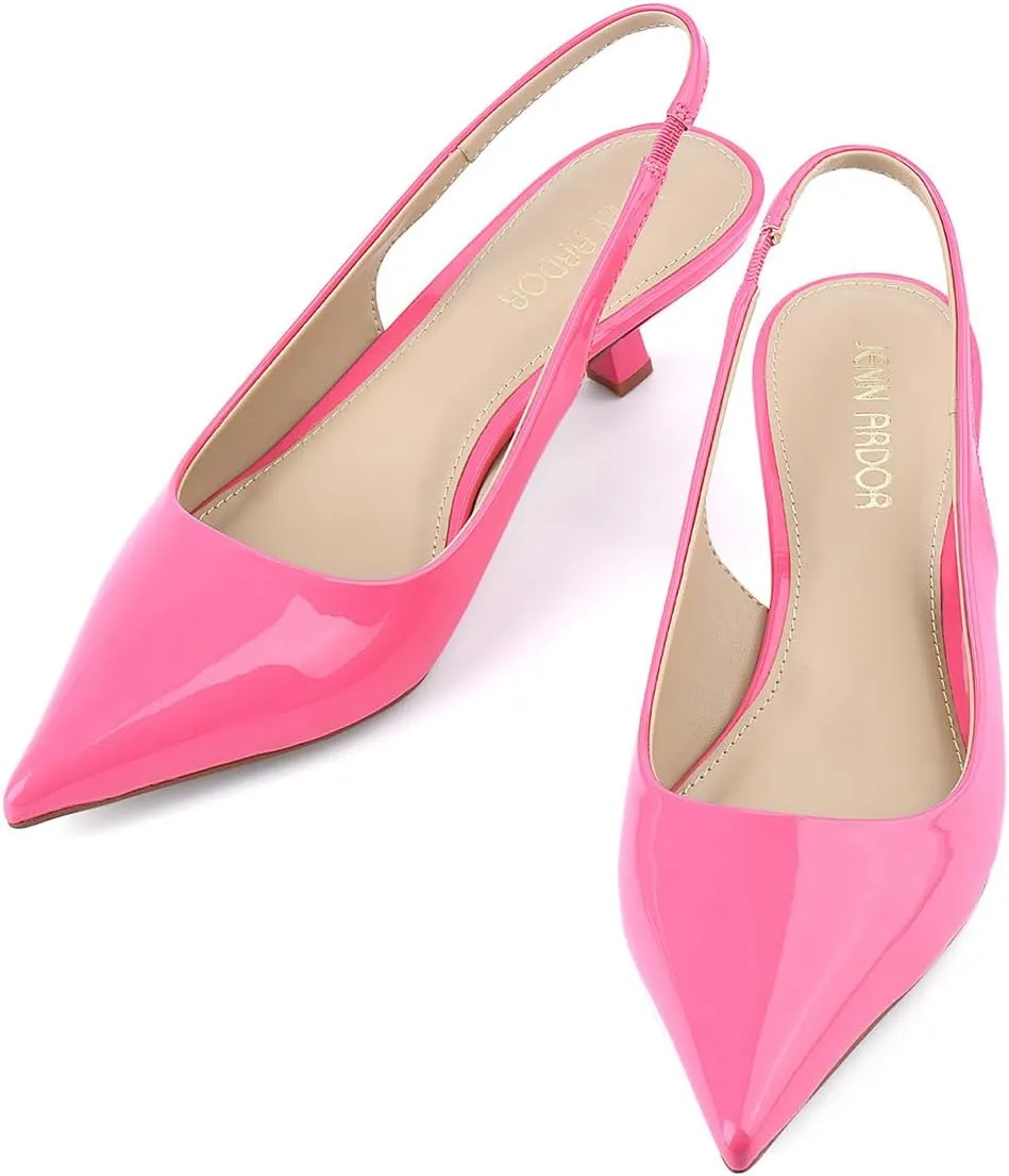 JENN ARDOR Slingback Heels for Women Low Heels Dress Shoes Kitten Pumps Dressy Heeled Sandals Wide Width Fashion Casual Shoes