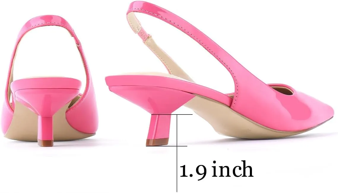 JENN ARDOR Slingback Heels for Women Low Heels Dress Shoes Kitten Pumps Dressy Heeled Sandals Wide Width Fashion Casual Shoes