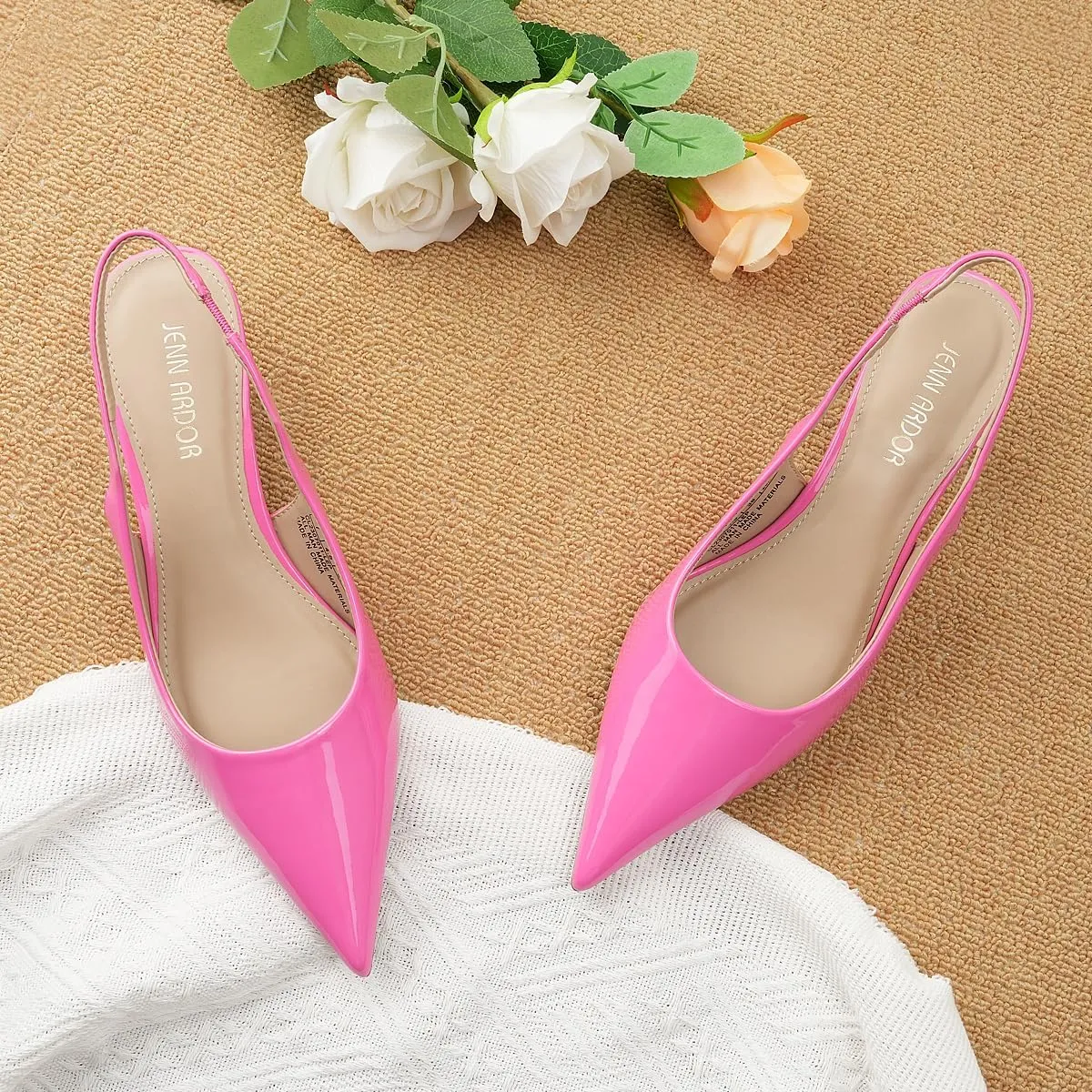 JENN ARDOR Slingback Heels for Women Low Heels Dress Shoes Kitten Pumps Dressy Heeled Sandals Wide Width Fashion Casual Shoes