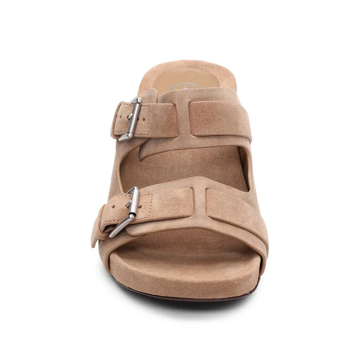 Jewel Suede Footbed Heeled Sandal