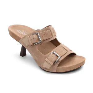 Jewel Suede Footbed Heeled Sandal