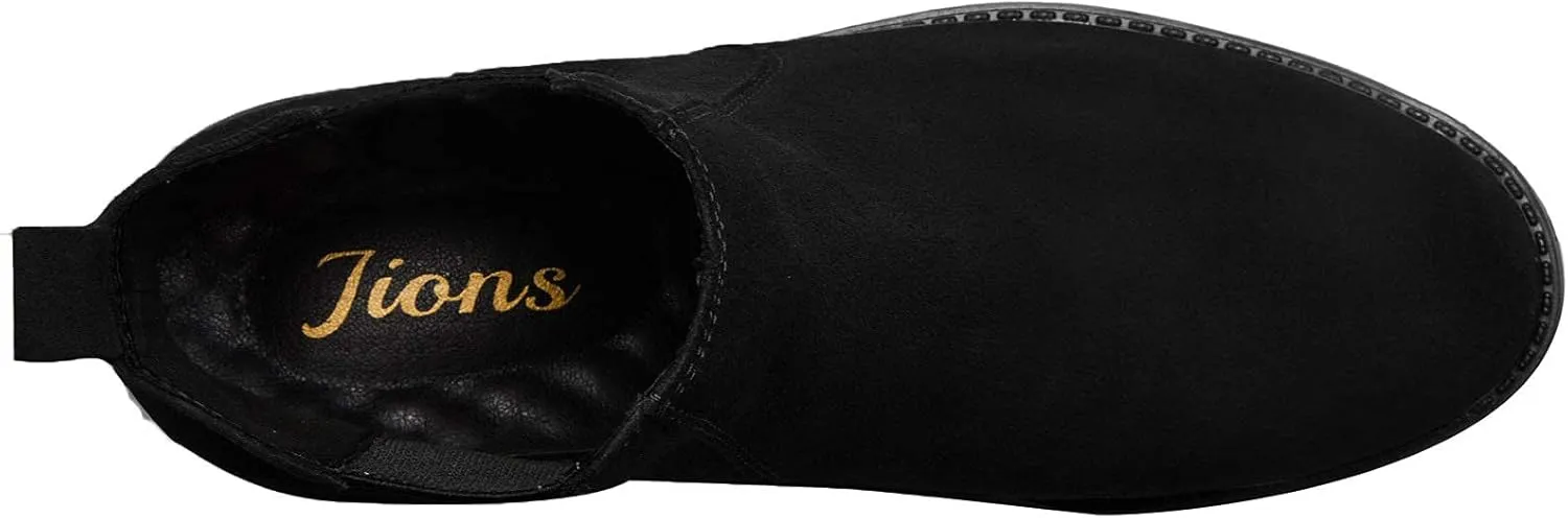 JIONS Men Chelsea Slip On Suede Boots Lightweight Leather Casual Dress Ankle Shoes