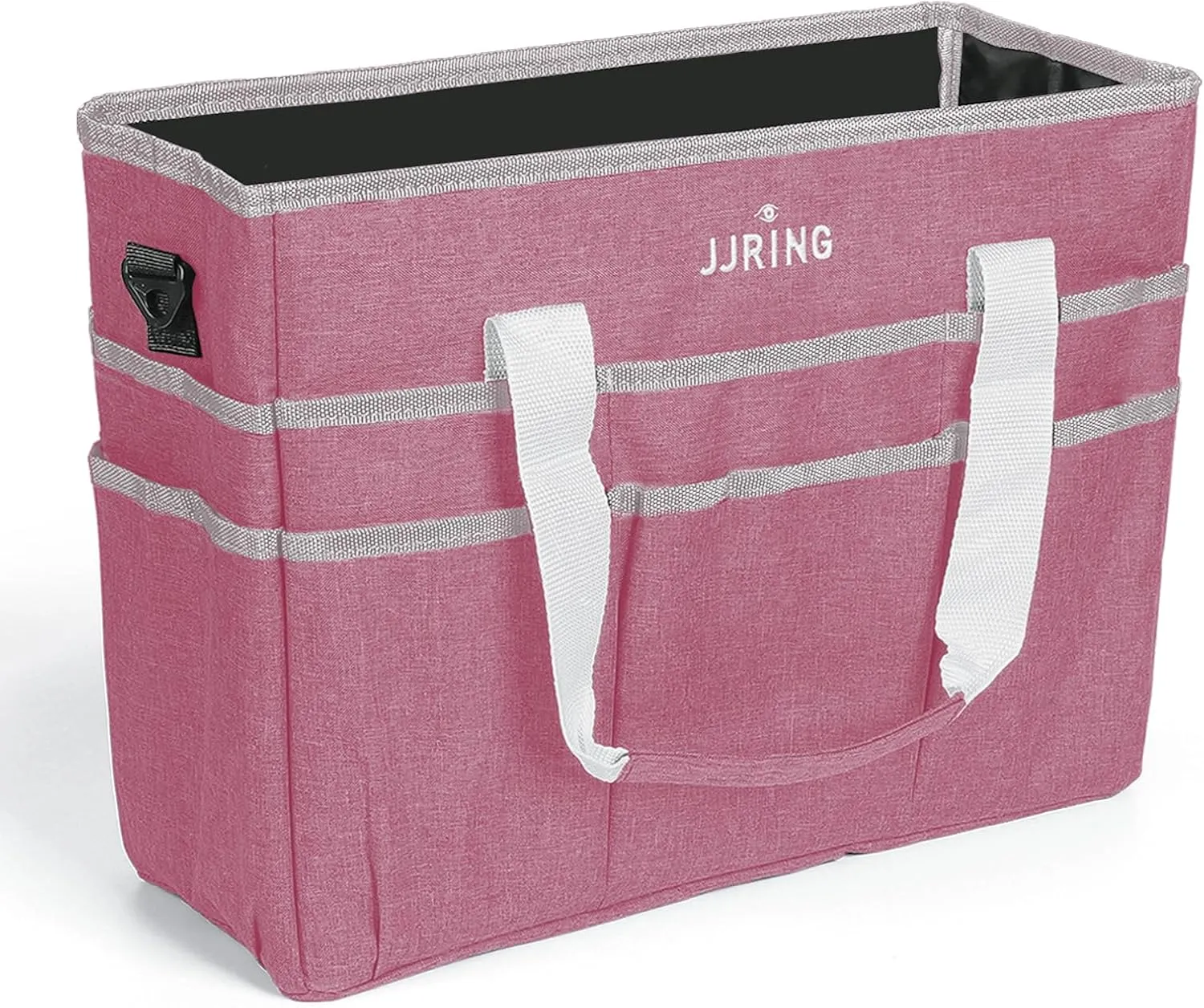 JJRING Craft Organizer Tote Bag, Large Art Storage Caddy with Multiple Pockets, Pink Sewing Bag for Art, Craft, Scrapbooking, Medical, and Office Supplies Storage