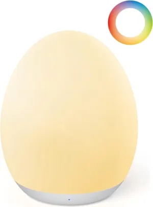 JolyWell Night Light for Kids, Baby Egg Light with 7 Colors Changing Mode & Stepless Dimming, Nursery Night Lamp BPA Free,Rechargeable Egg Night Light for Breastfeeding 1h Timer & Touch Control
