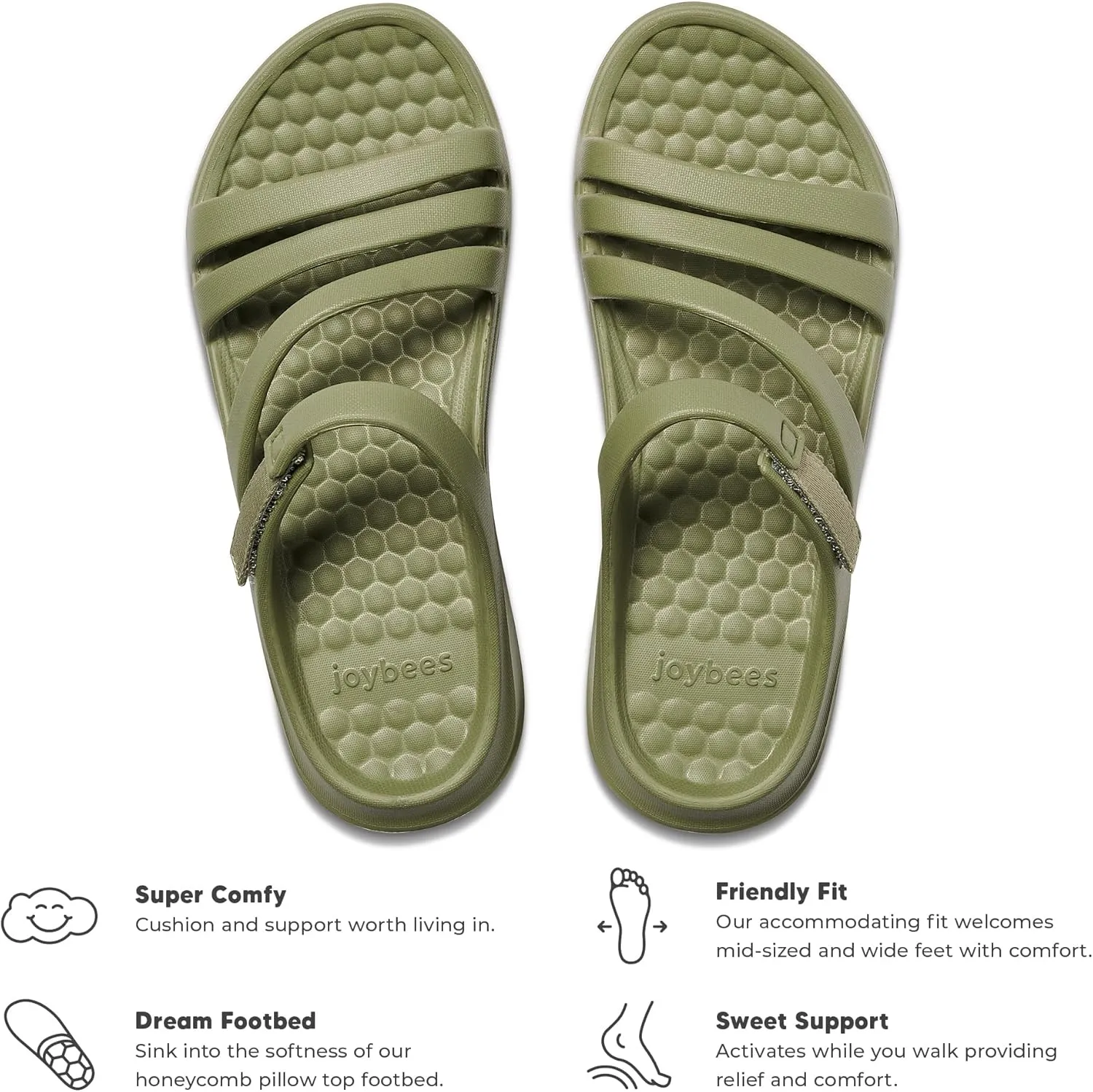 Joybees Women's Lakeshore Sandal - Beach Sandals for Women, Comfortable Footwear for Water with Arch Support, Slip On Waterproof Shoes with Adjustable Strap